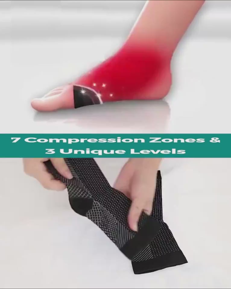 Open-toe compression sleeve on foot